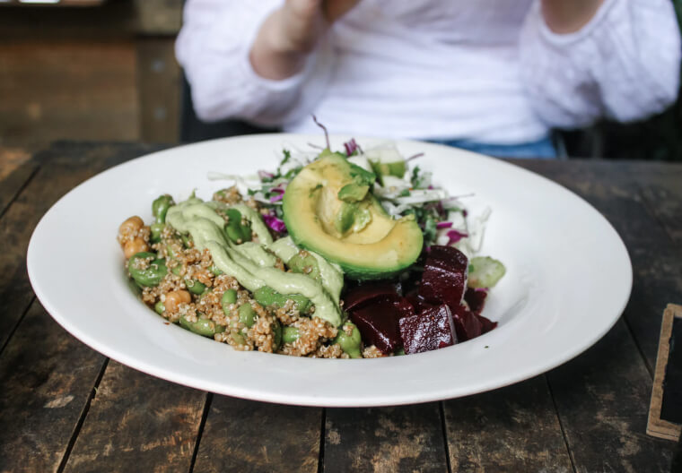Vegan Bowl with Avocado, Cabbage and Quinoa